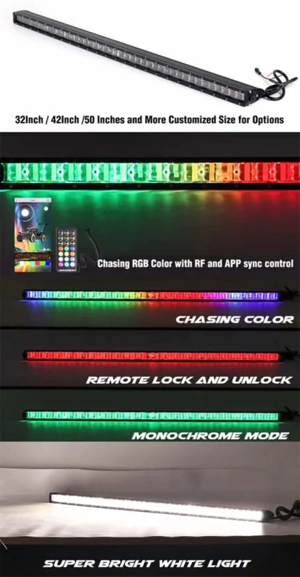 M Whips 44” Led Chase Light/light Bar Combo - 180W - Image 8