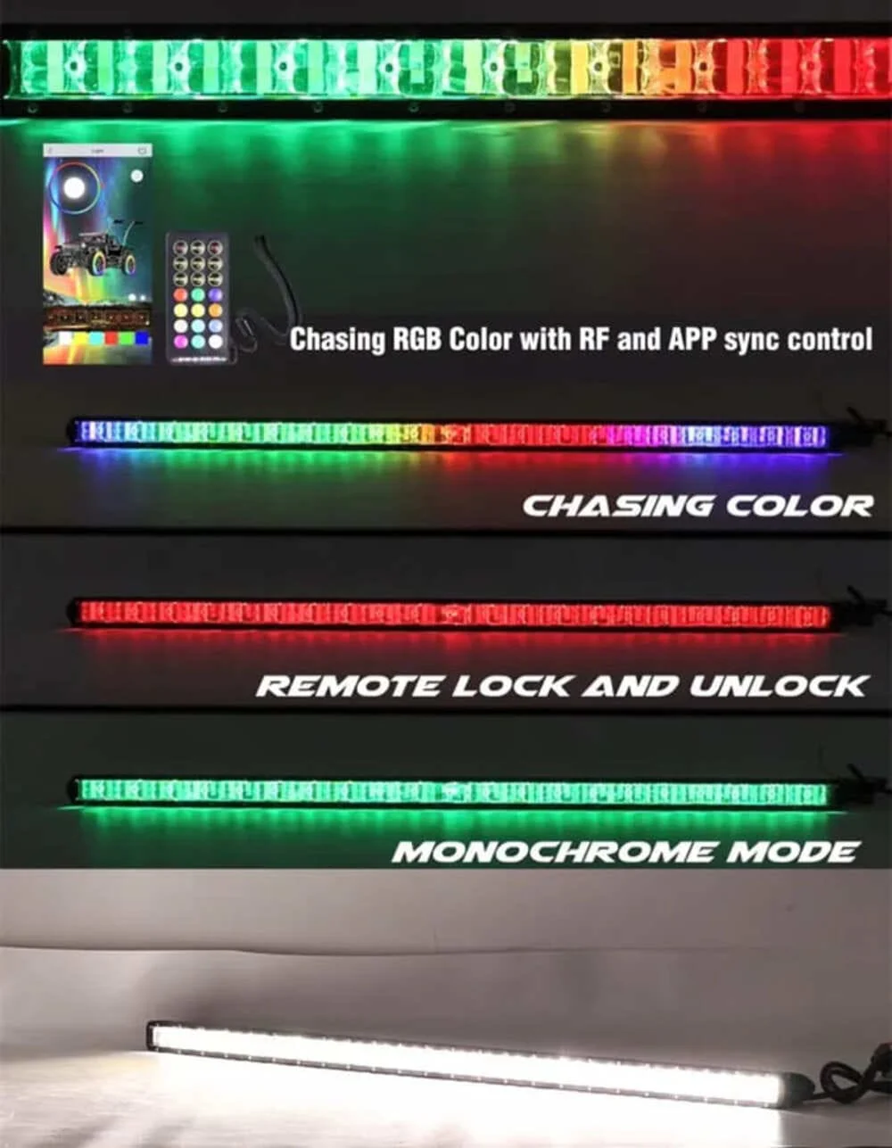 M Whips 44” Led Chase Light/light Bar Combo - 180W - Image 9
