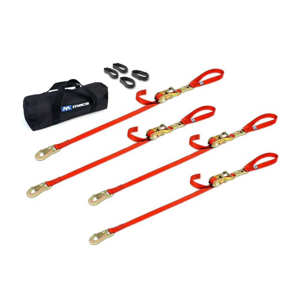 Mac's Tie Downs 1" Motorcycle Ratchet Tie-Down Pack with Integrated Soft Loops, Flat Snap Hooks - Image 10