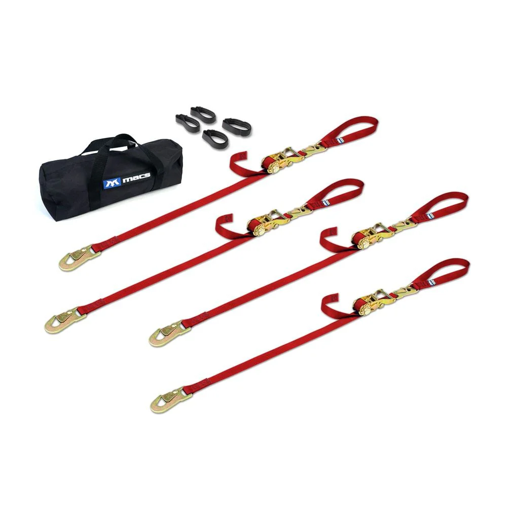 Mac's Tie Downs 1" Motorcycle Ratchet Tie-Down Pack with Integrated Soft Loops, Flat Snap Hooks - Image 11