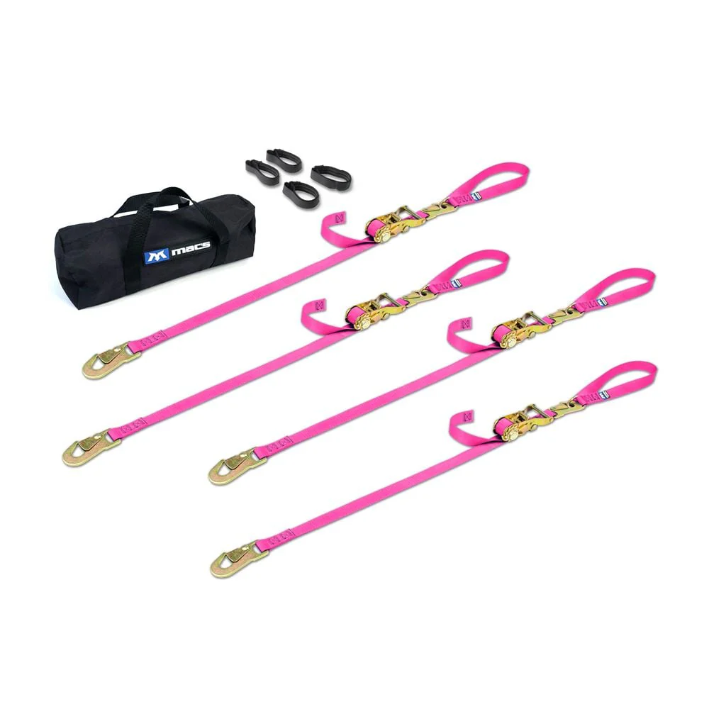 Mac's Tie Downs 1" Motorcycle Ratchet Tie-Down Pack with Integrated Soft Loops, Flat Snap Hooks - Image 12