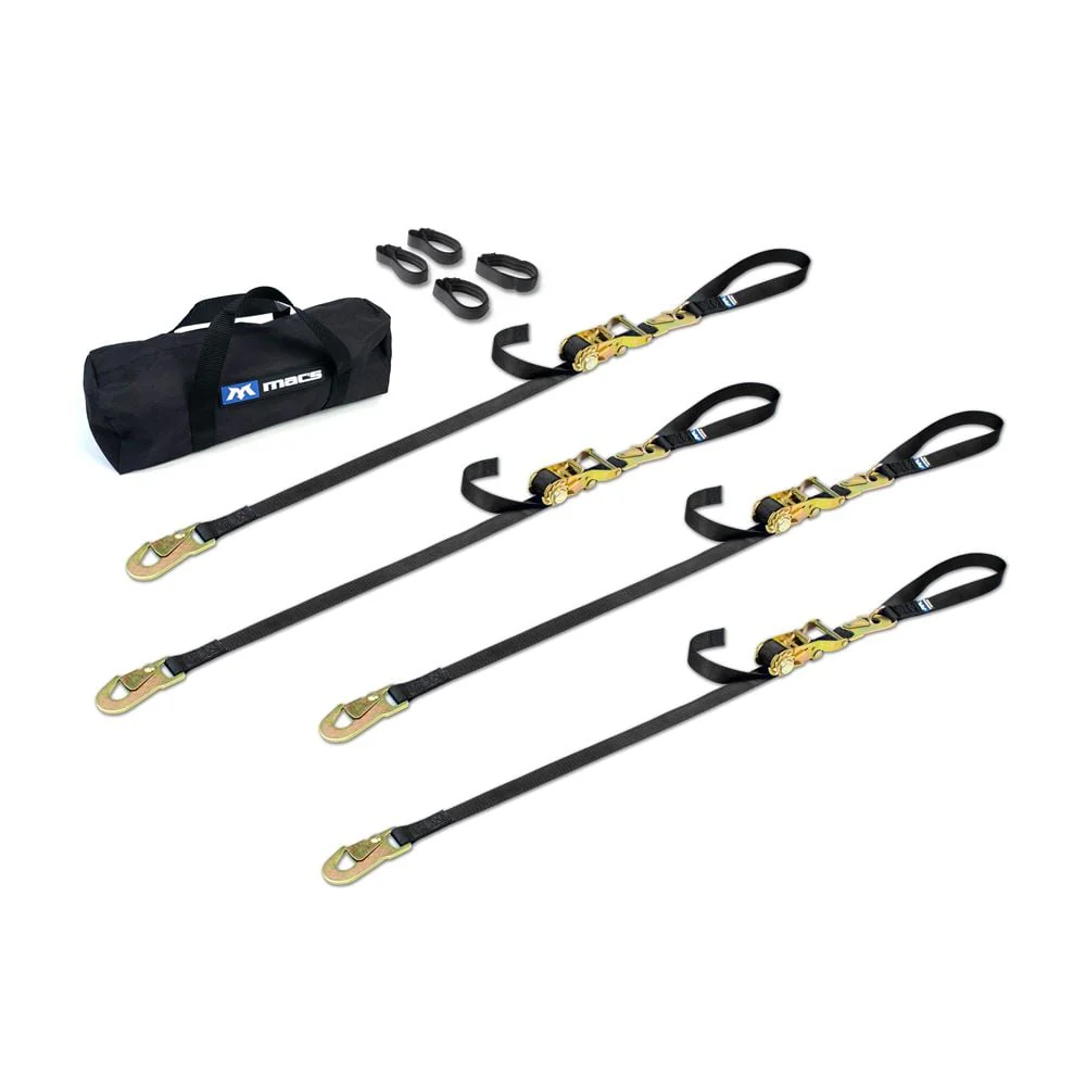 Mac's Tie Downs 1" Motorcycle Ratchet Tie-Down Pack with Integrated Soft Loops, Flat Snap Hooks - Image 13