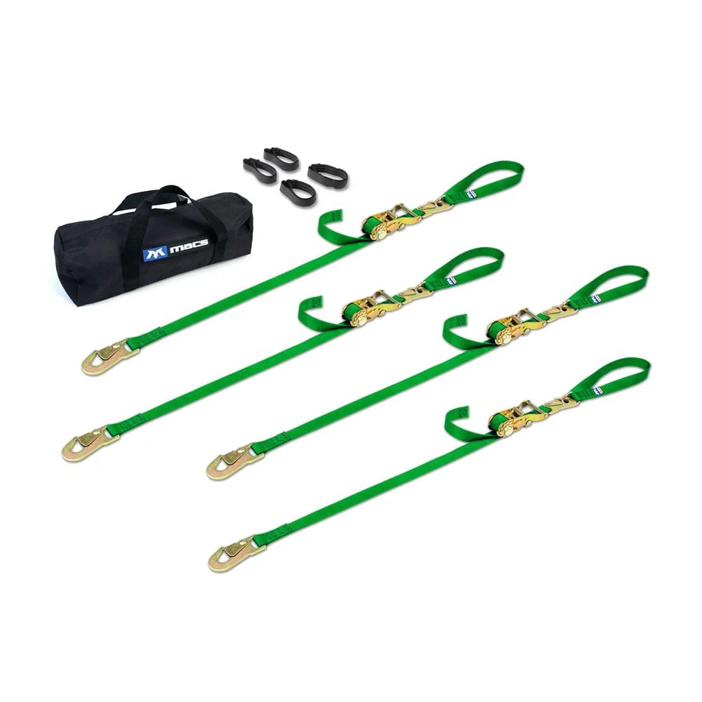 Mac's Tie Downs 1" Motorcycle Ratchet Tie-Down Pack with Integrated Soft Loops, Flat Snap Hooks - Image 6