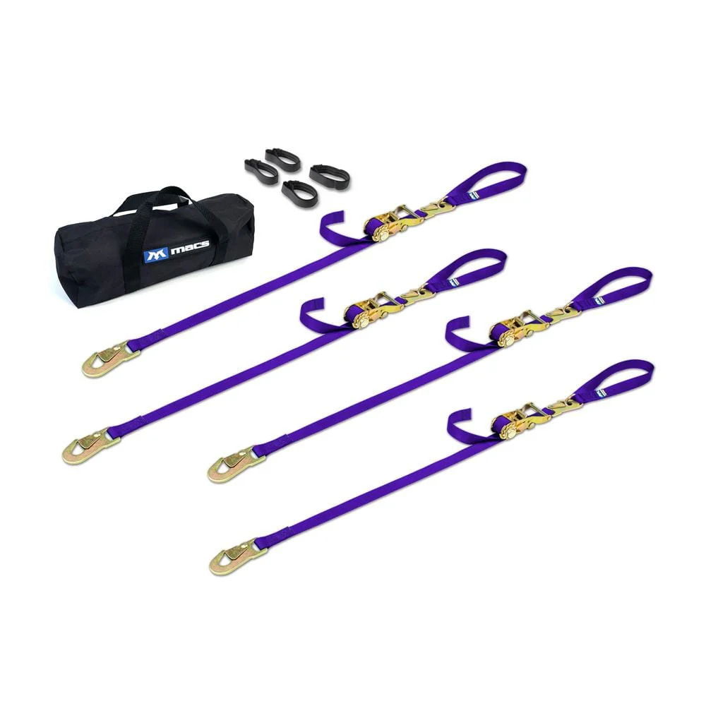 Mac's Tie Downs 1" Motorcycle Ratchet Tie-Down Pack with Integrated Soft Loops, Flat Snap Hooks - Image 8