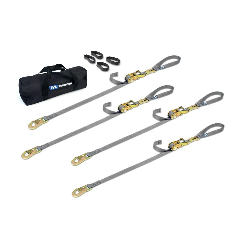 Mac's Tie Downs 1" Motorcycle Ratchet Tie-Down Pack with Integrated Soft Loops, Flat Snap Hooks - Image 9