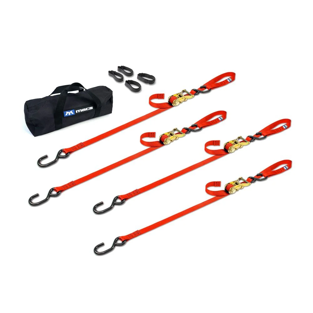 Mac's Tie Downs 1" Motorcycle Ratchet Tie-Down Pack with Integrated Soft Loops S-Hooks - Image 12