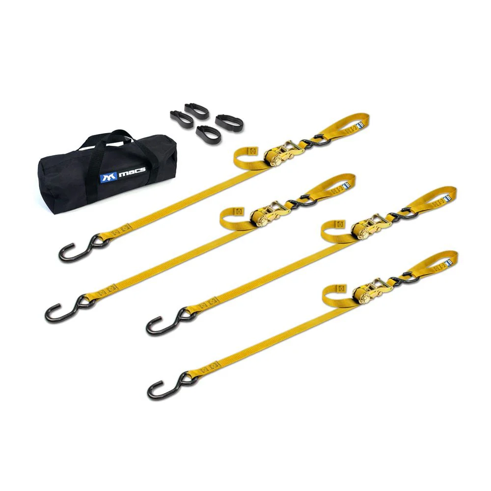 Mac's Tie Downs 1" Motorcycle Ratchet Tie-Down Pack with Integrated Soft Loops S-Hooks - Image 9
