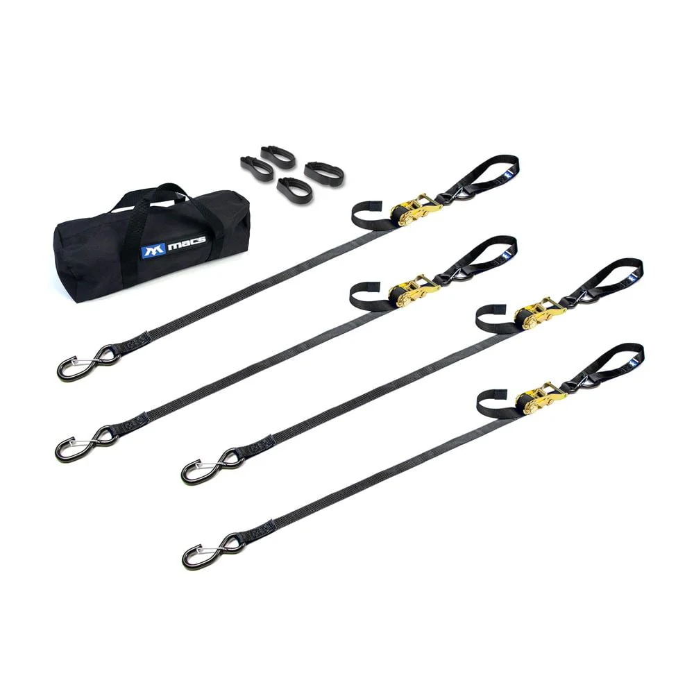 Mac's Tie Downs 1" Motorcycle Ratchet Tie-Down Pack with Integrated Soft Loops S-Hooks And Keepers - Image 10