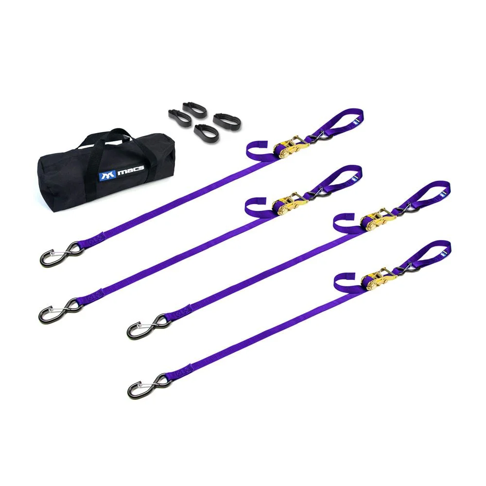 Mac's Tie Downs 1" Motorcycle Ratchet Tie-Down Pack with Integrated Soft Loops S-Hooks And Keepers - Image 15