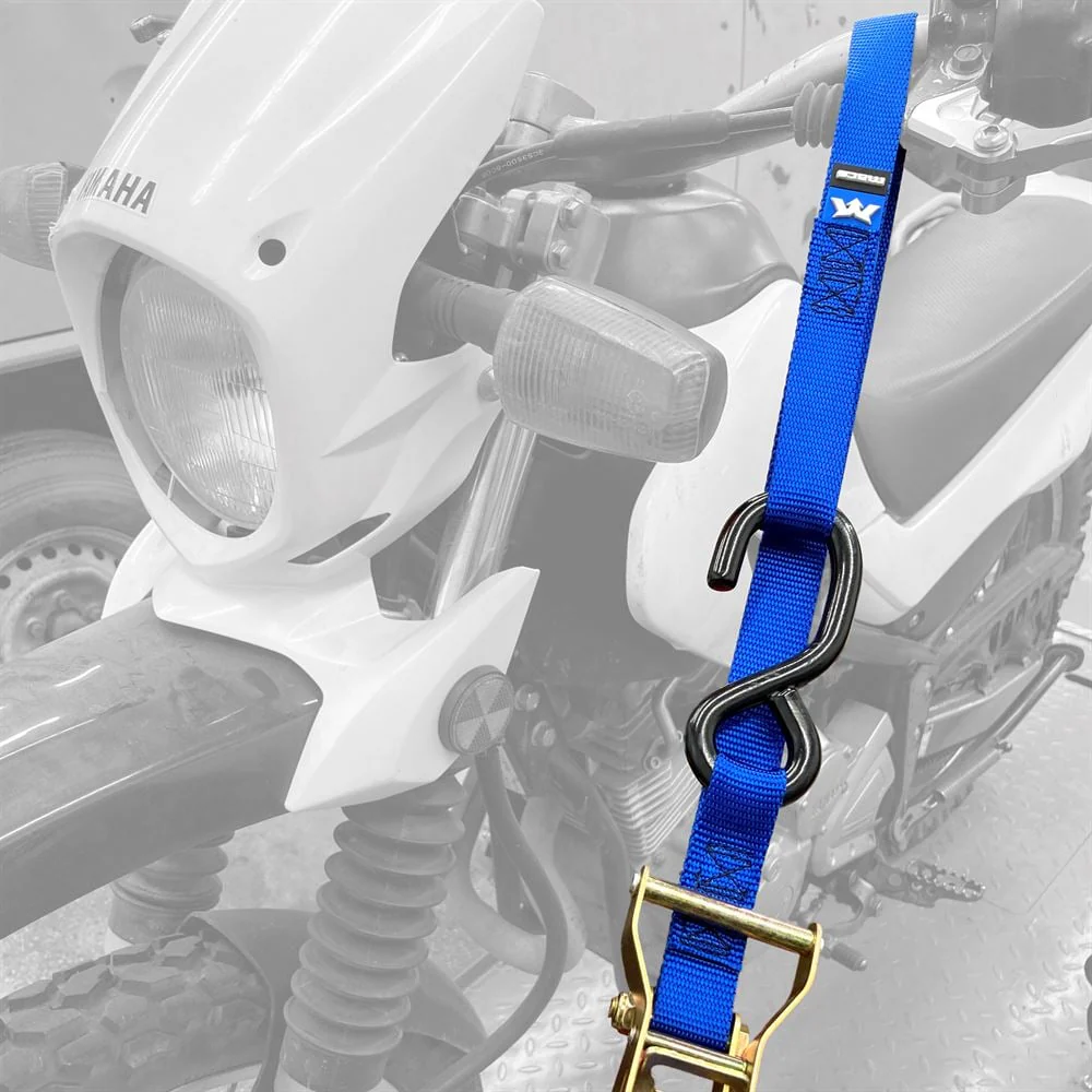 Mac's Tie Downs 1" Motorcycle Ratchet Tie-Down Strap with Integrated Soft Loop S-Hook - Image 2