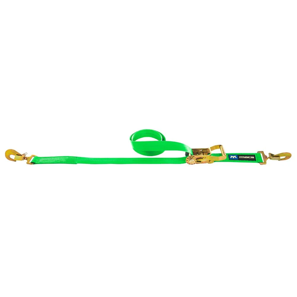 Mac's Tie Downs 2" Ratchet Strap with Twisted Snap Hooks, Sewn Fixed End - Image 4