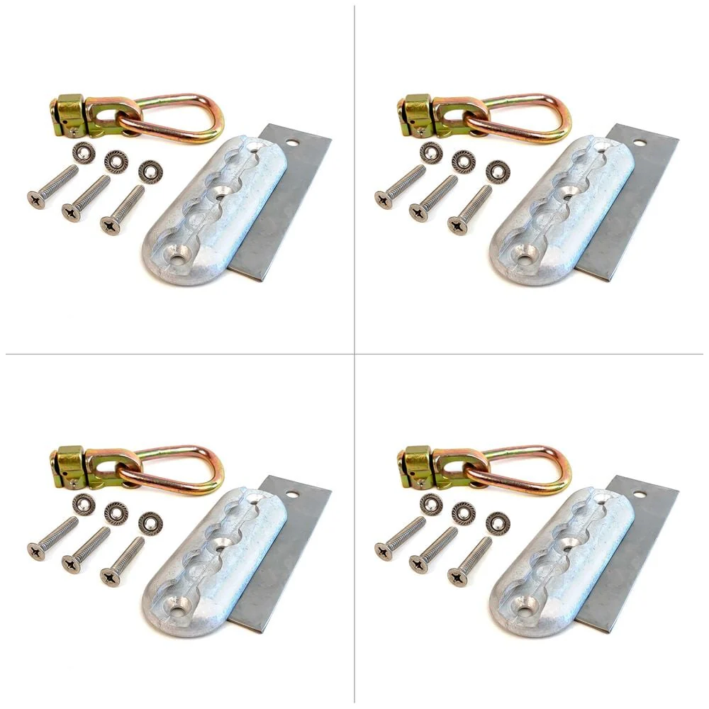 Mac's Tie Downs Double Stud Anchor Plate Kit with Pear Ring - 4 Pack