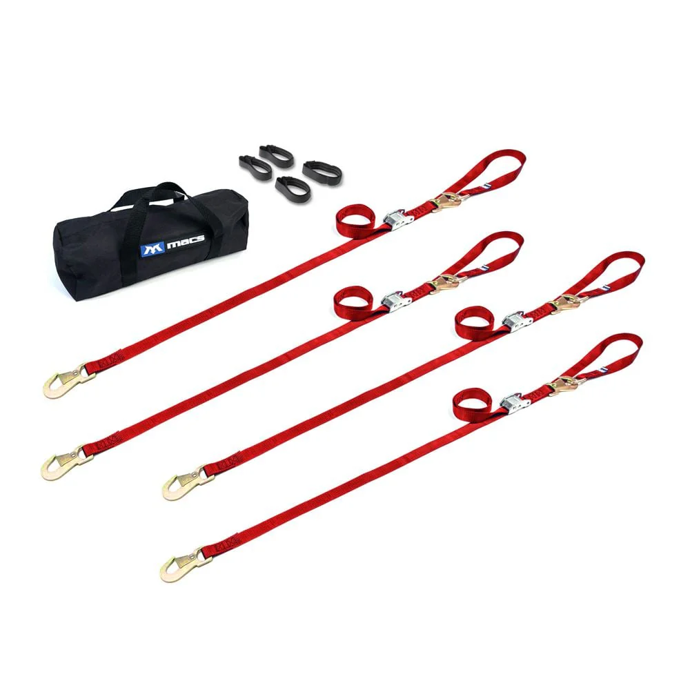 Mac's Tie Downs Motorcycle Cam Tie-Down Pack with Integrated Soft Loops Flat Snap Hooks - Image 12