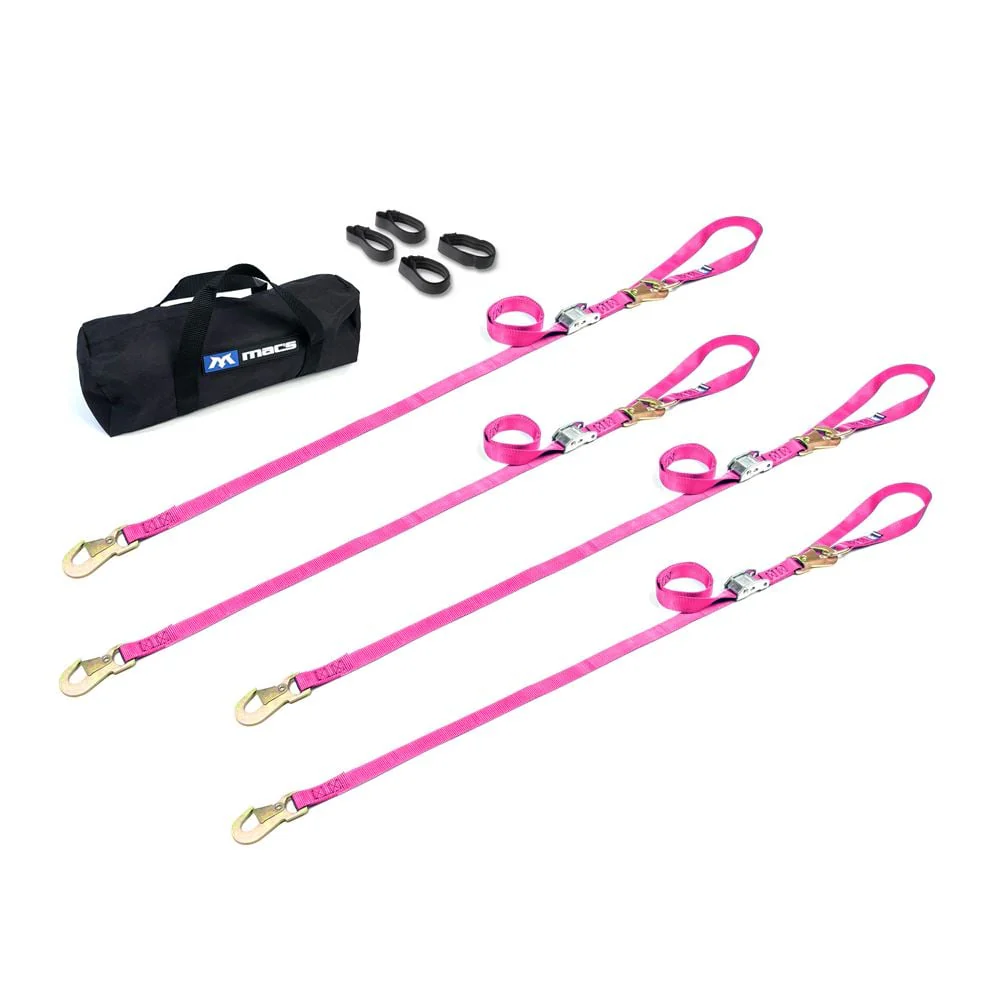 Mac's Tie Downs Motorcycle Cam Tie-Down Pack with Integrated Soft Loops Flat Snap Hooks - Image 13