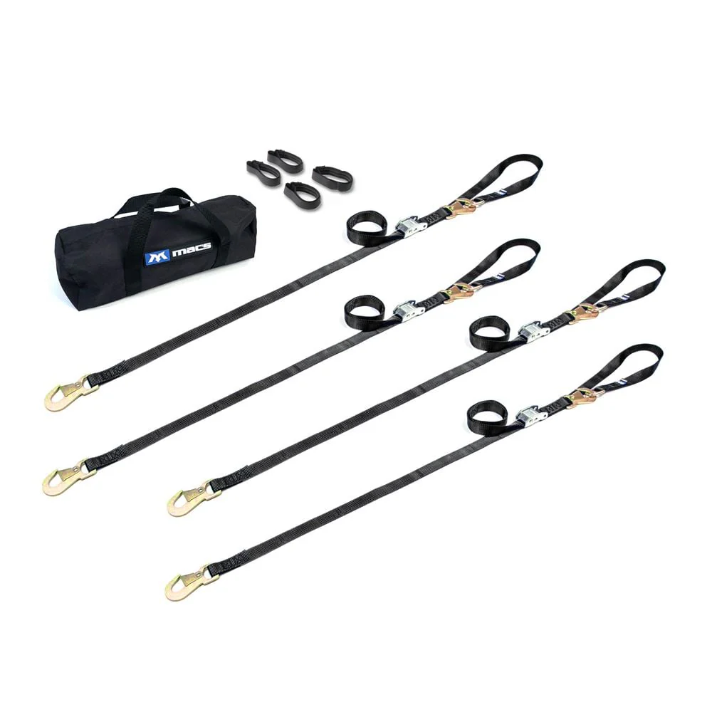 Mac's Tie Downs Motorcycle Cam Tie-Down Pack with Integrated Soft Loops Flat Snap Hooks - Image 14