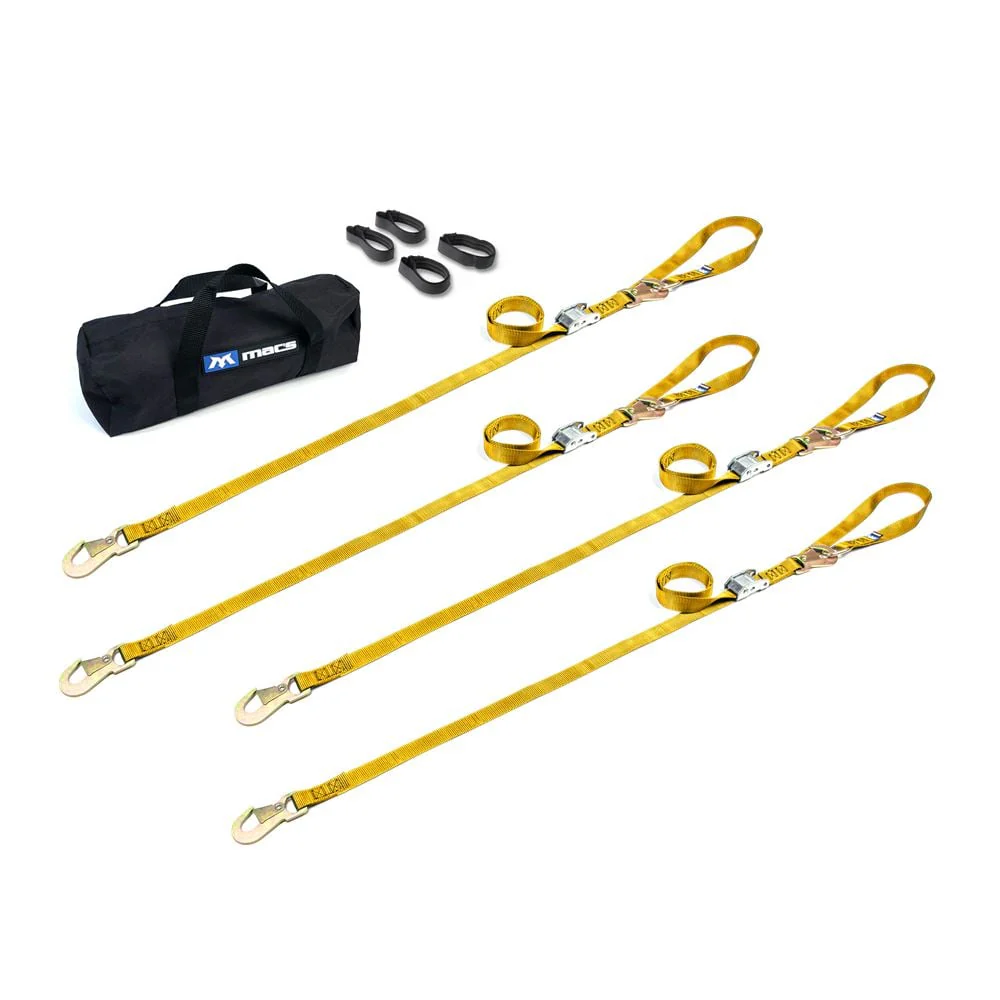 Mac's Tie Downs Motorcycle Cam Tie-Down Pack with Integrated Soft Loops Flat Snap Hooks - Image 8