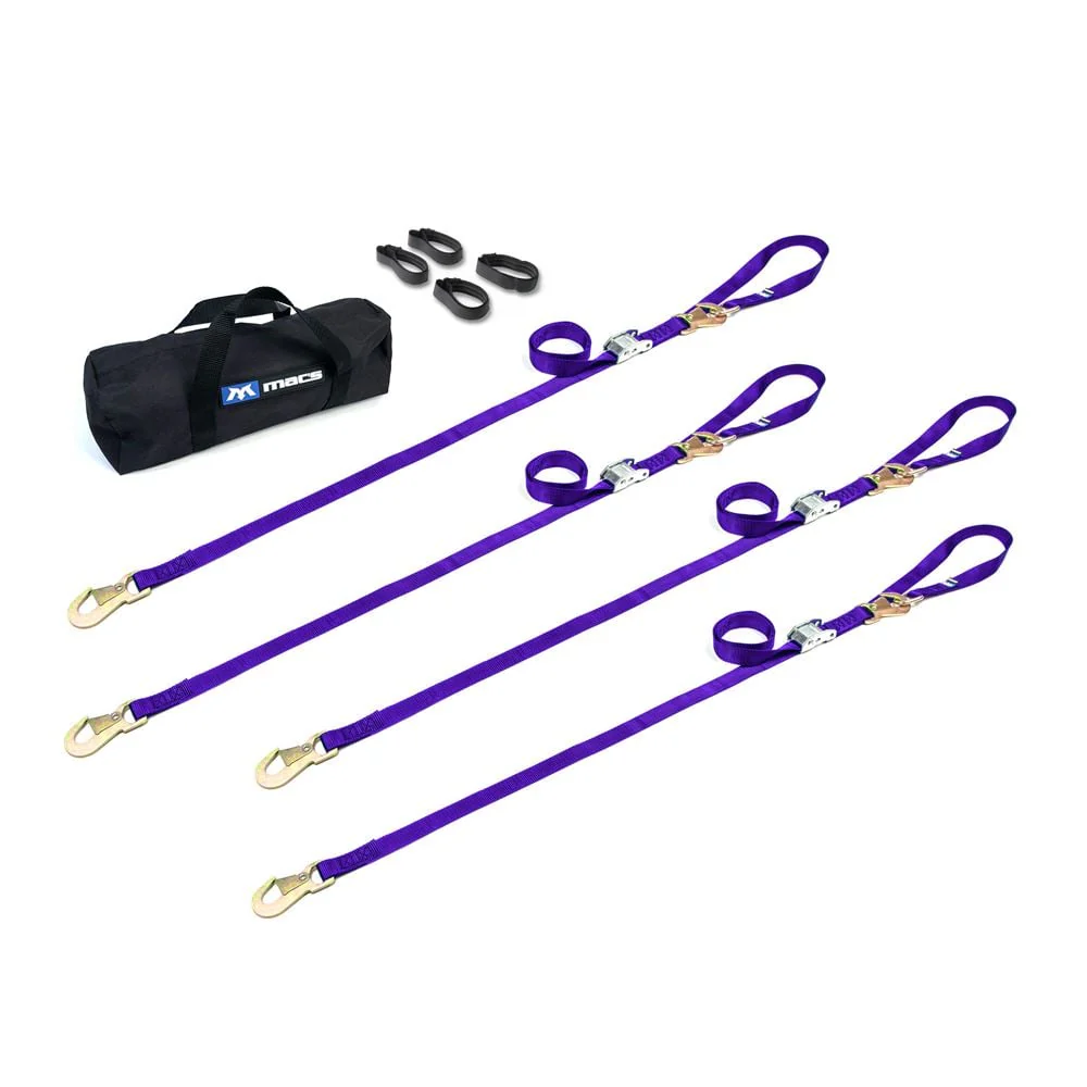 Mac's Tie Downs Motorcycle Cam Tie-Down Pack with Integrated Soft Loops Flat Snap Hooks - Image 9