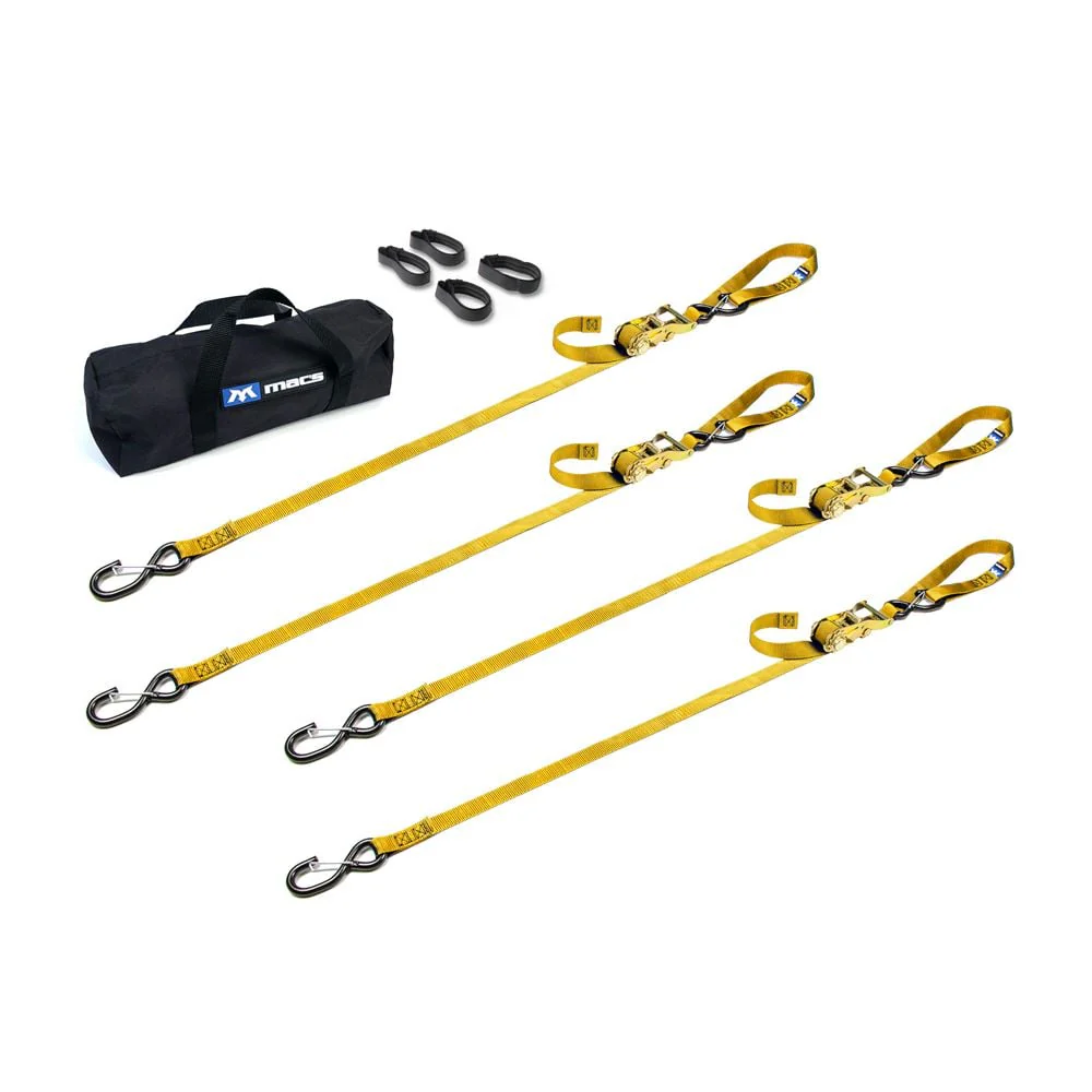 Mac's Tie Downs Motorcycle Cam Tie-Down Pack with Integrated Soft Loops S-Hooks And Keepers - Image 13