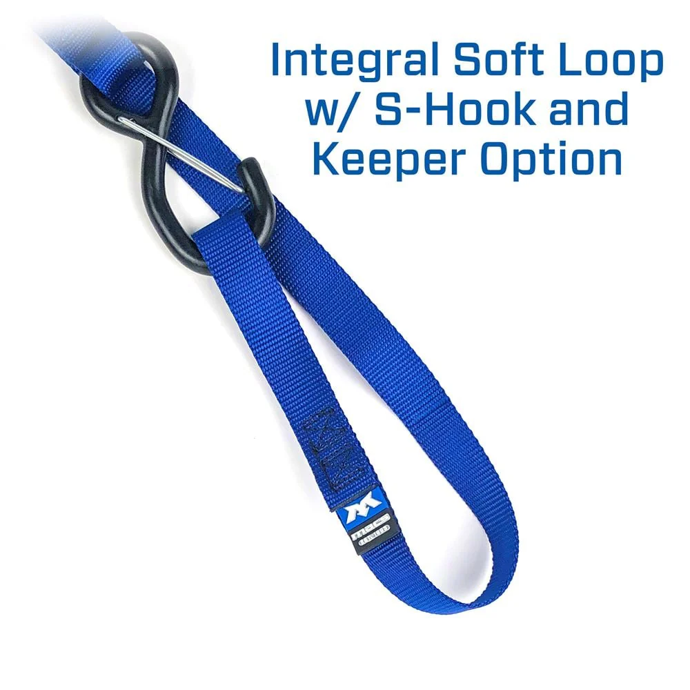 Mac's Tie Downs Motorcycle Cam Tie-Down Pack with Integrated Soft Loops S-Hooks And Keepers - Image 4