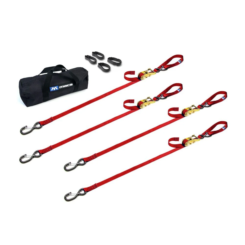 Mac's Tie Downs Motorcycle Cam Tie-Down Pack with Integrated Soft Loops S-Hooks And Keepers - Image 9