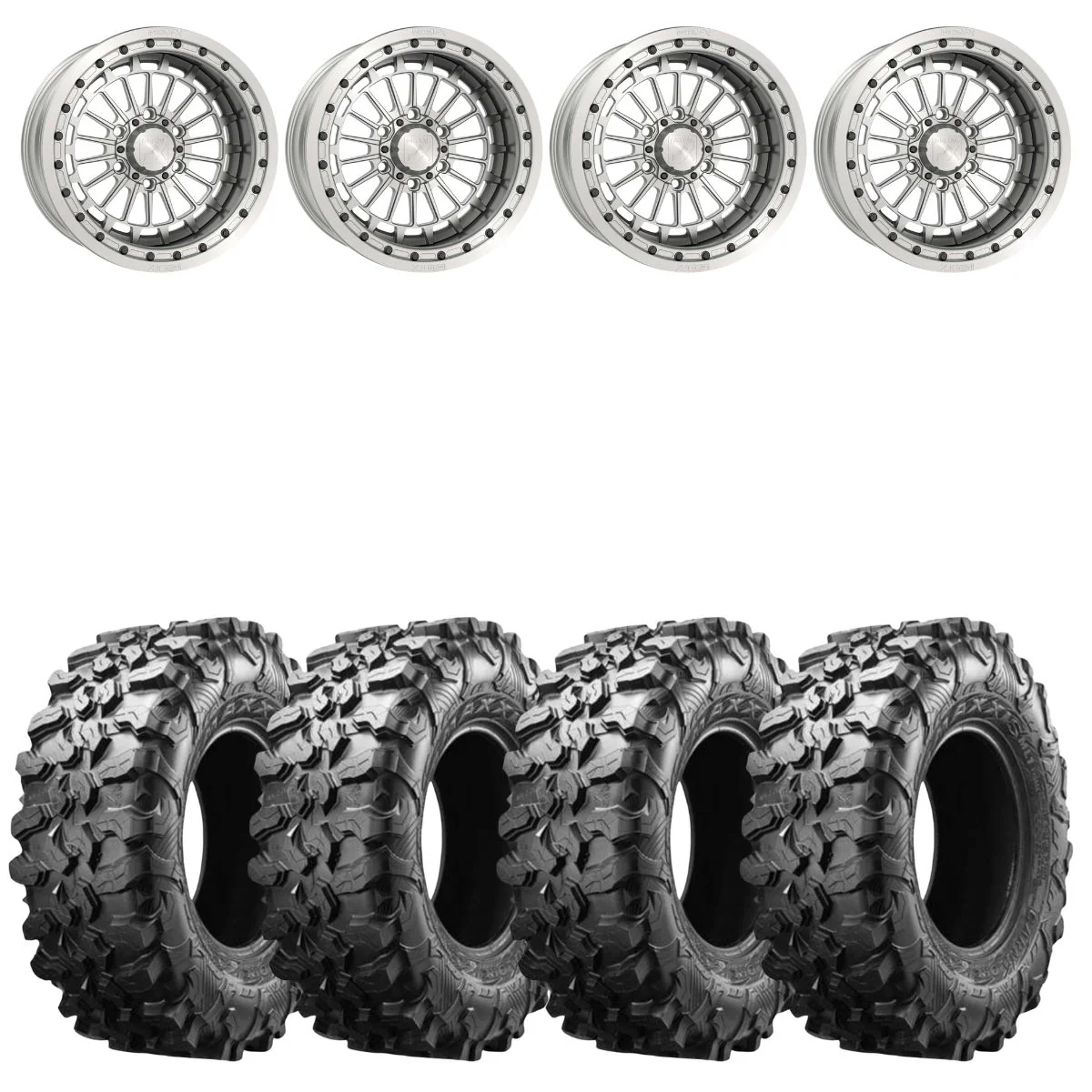 MetalFX 17" Delta 6R Forged 3-Piece Raw Beadlock & Maxxis Carnivore Radial Wheel & Tire Kit