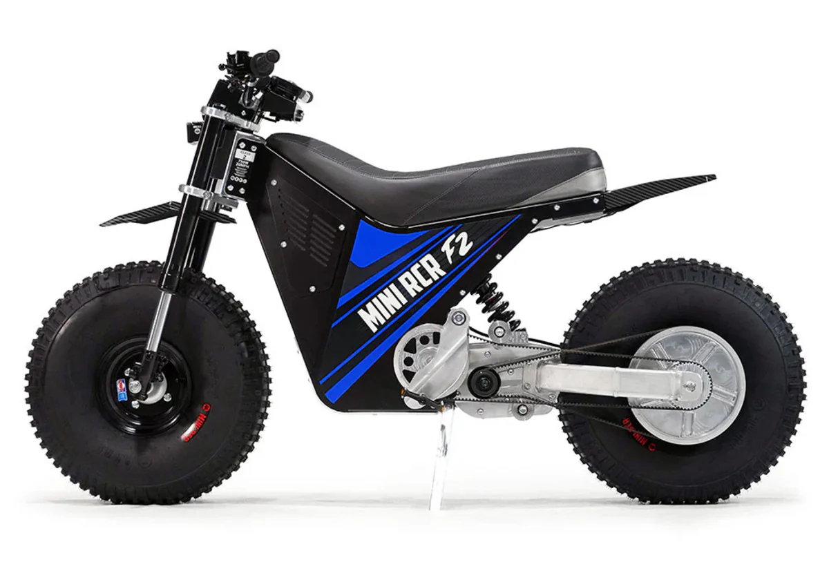 Mini RCR F2 Two Wheeler Electric Bike Blue W/ Black Carbon Fenders - Image 2