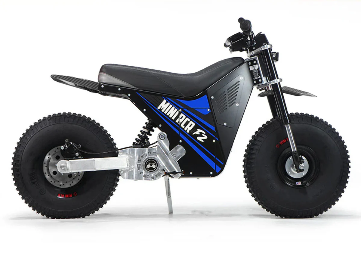 Mini RCR F2 Two Wheeler Electric Bike Blue W/ Black Carbon Fenders - Image 3