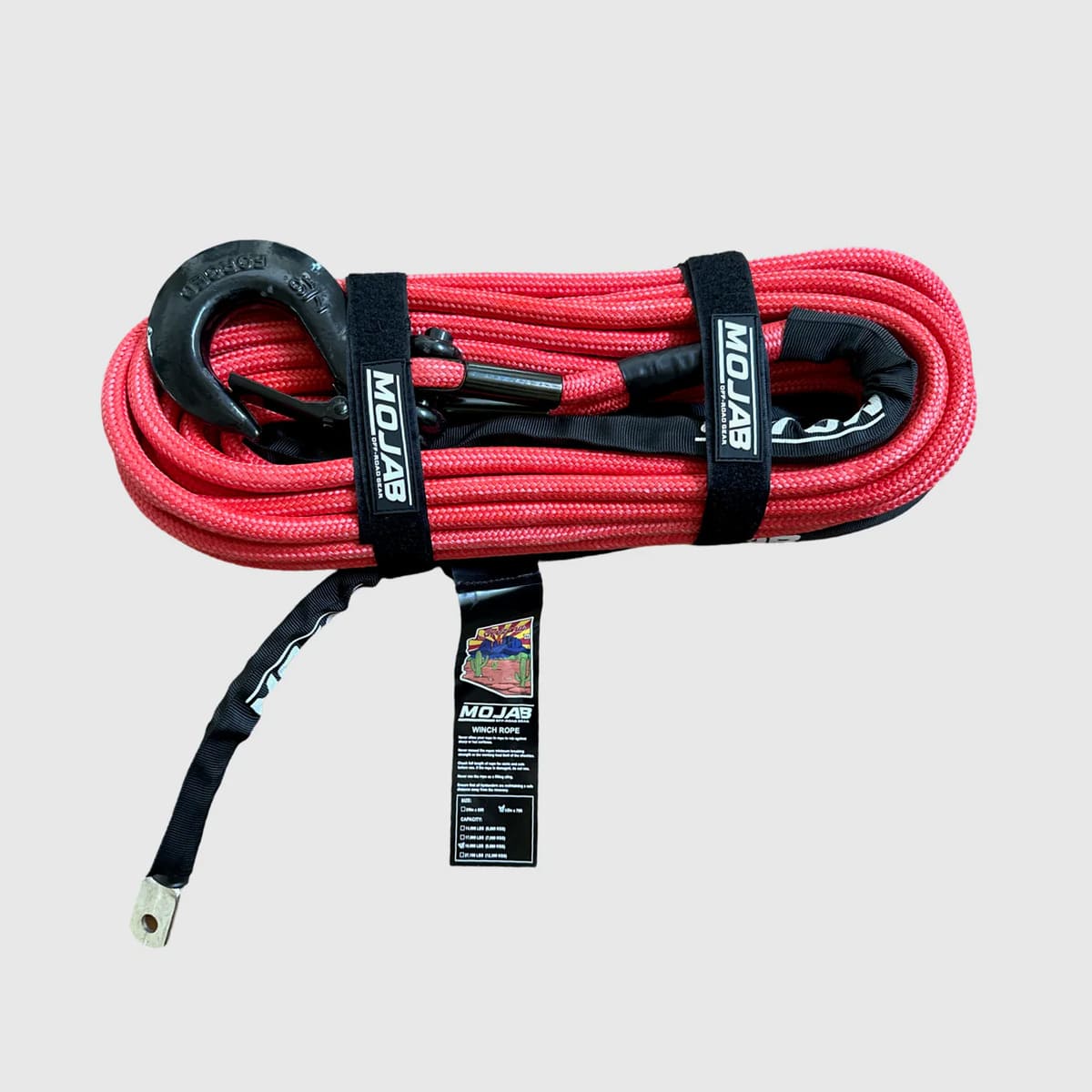 Mojab Off-Road 1/2" x 78' Double Braided Winch Rope with Removeable Forged Winch Hook - Image 2