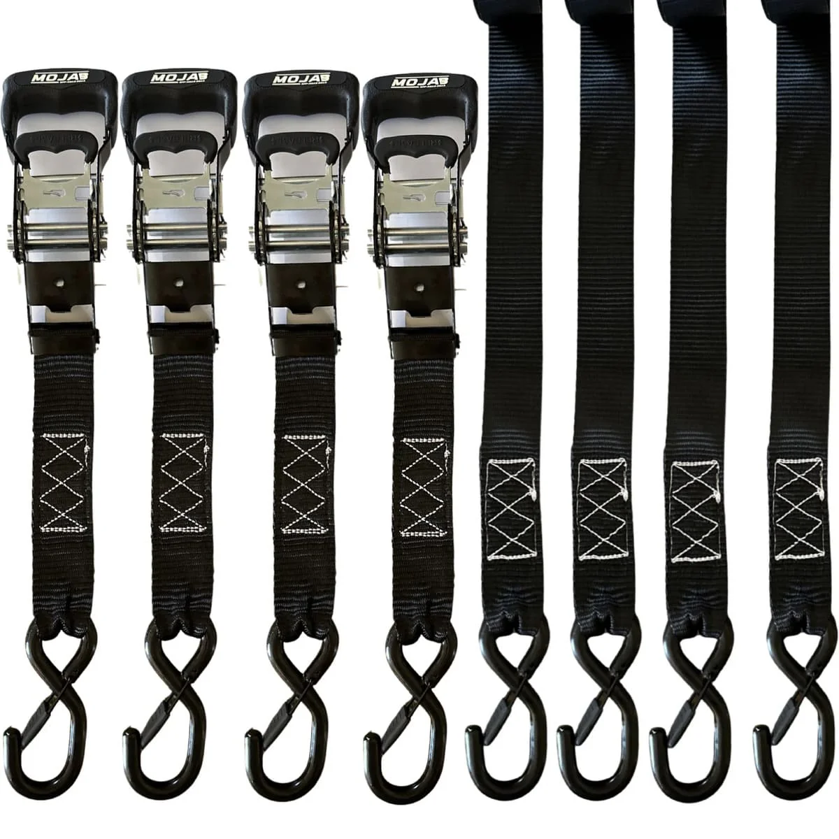 Mojab Off-Road 1.6" x 15' Ratchet Closed Hook Pack of 4 Tie-Down Set - Image 2