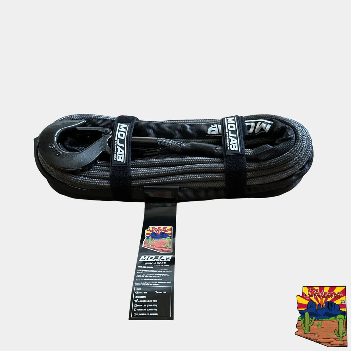 Mojab Off-Road 3/8" x 85' Double Braided Winch Rope with Removeable Forged Winch Hook - Image 3