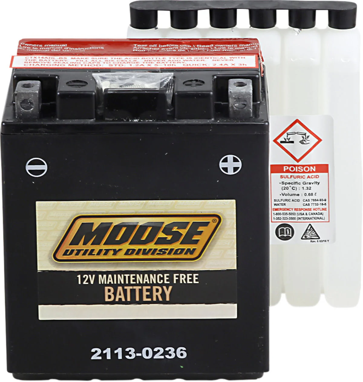 Moose Utility AGM Maintenance Free Battery - YTX14AHL-BS