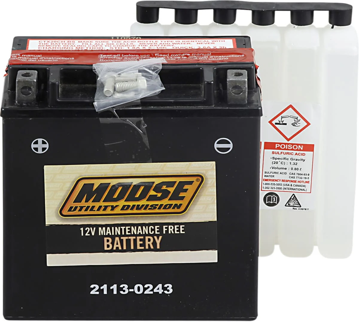 Moose Utility AGM Maintenance Free Battery - YTX20CH-BS - Image 2