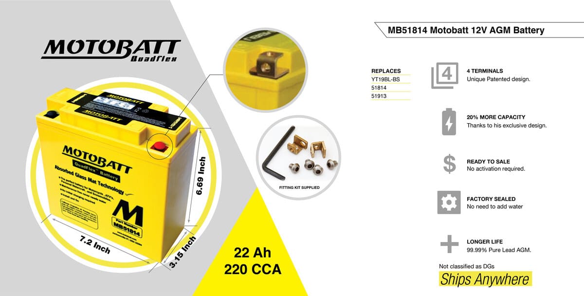 Motobatt 12V AGM Battery - MB51814 - Image 4