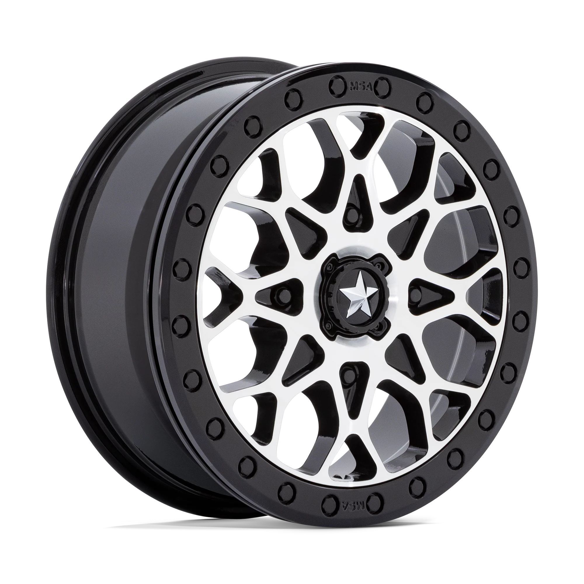 MSA M48 Portal Beadlock - Gloss Black Machined w/ Gloss Black Ring