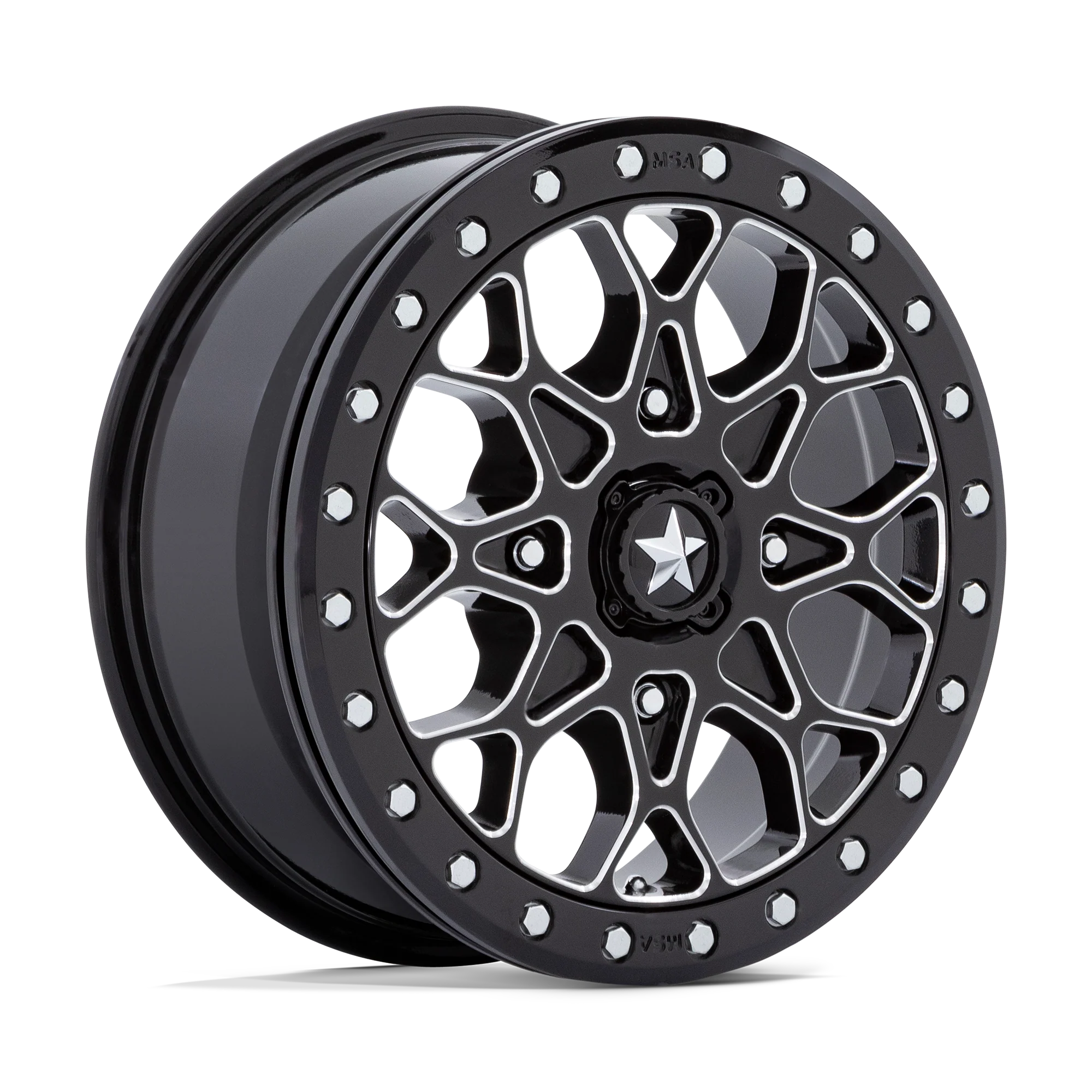 MSA M48 Portal Beadlock - Gloss Black Milled w/ Gloss Black Ring