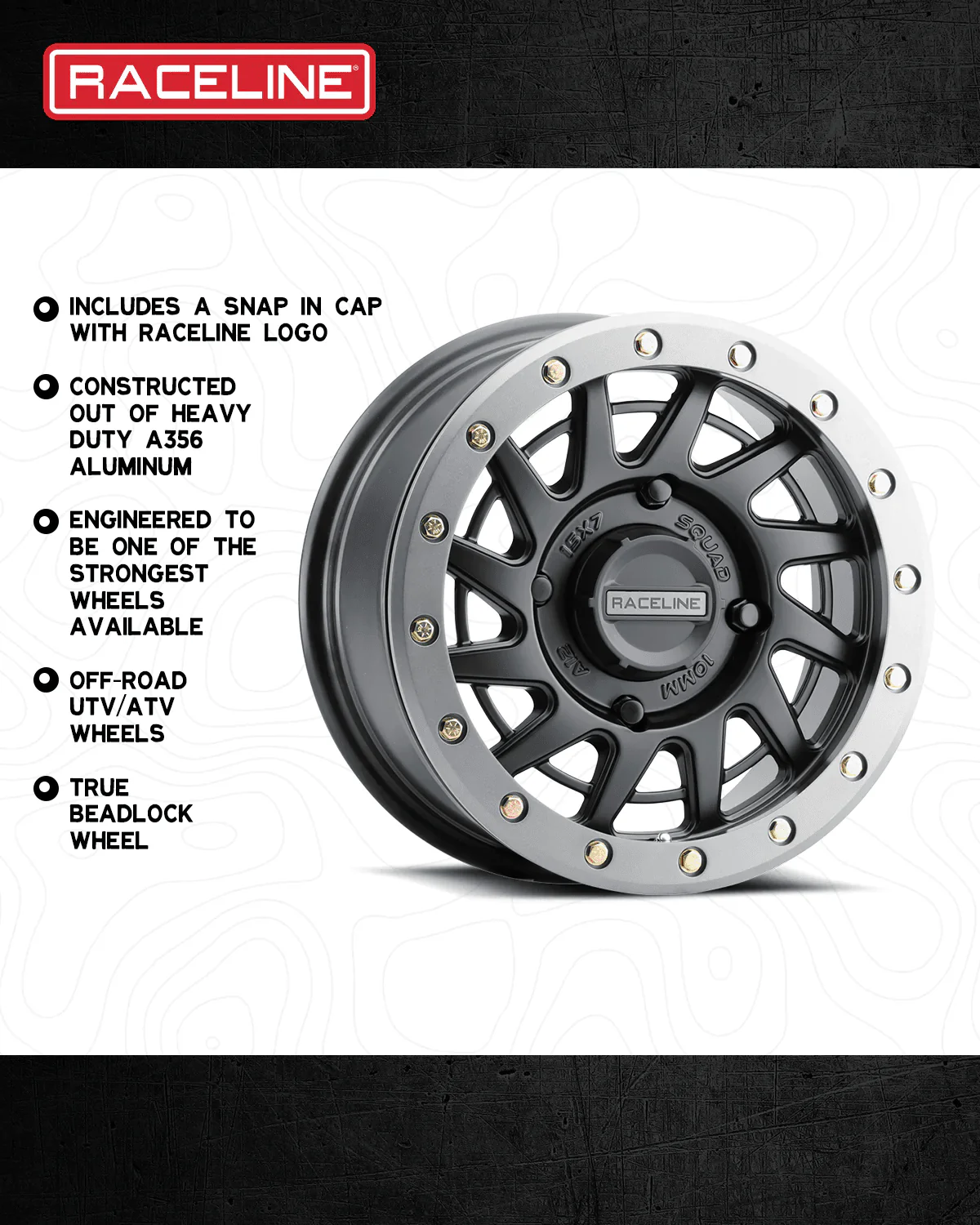 Raceline A12BG Squad Beadlock - Satin Black - Image 3
