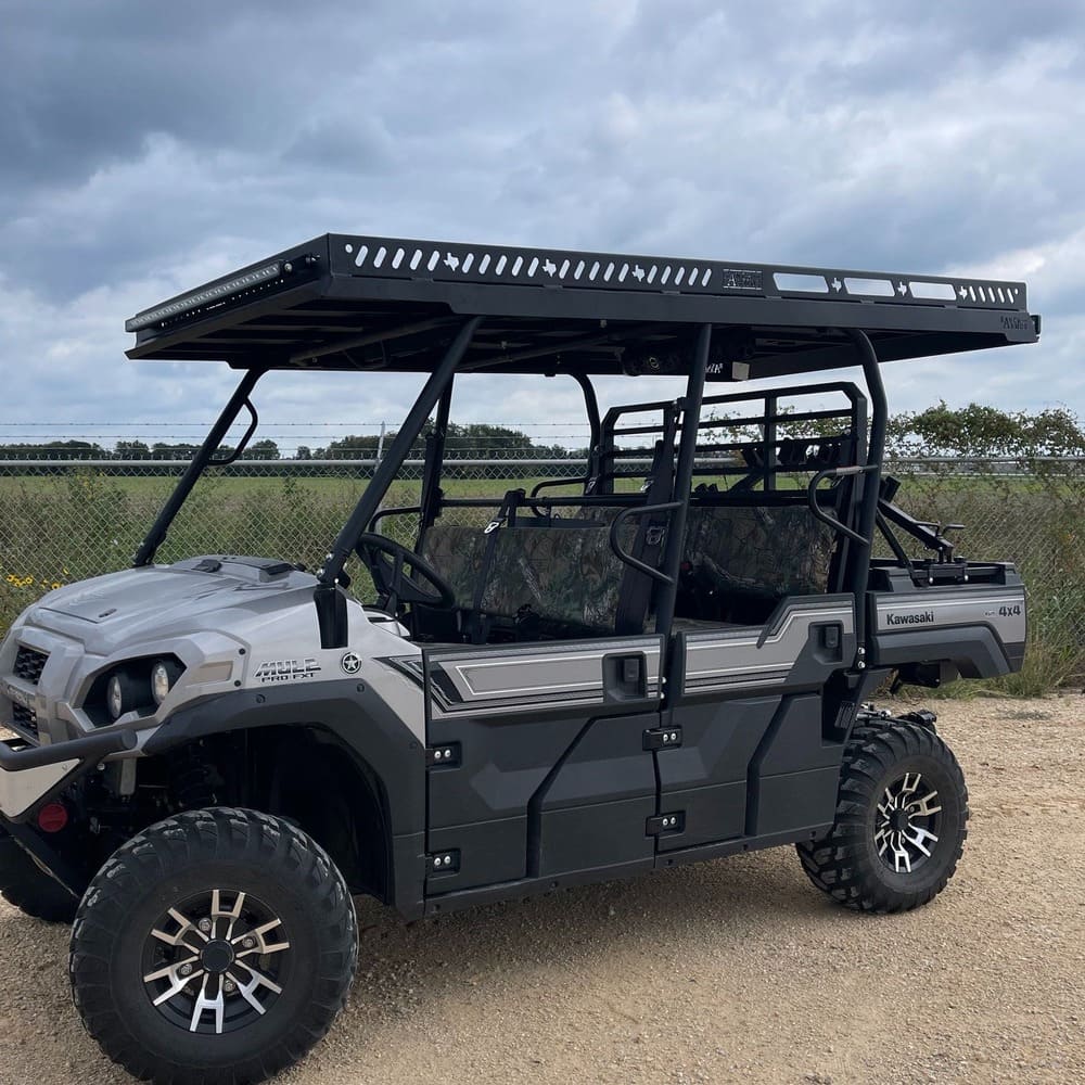 Ranch Armor Kawasaki Mule Pro FXT/DXT Ultra Extended Aluminum Top Overhangs Over Bed - Image 3