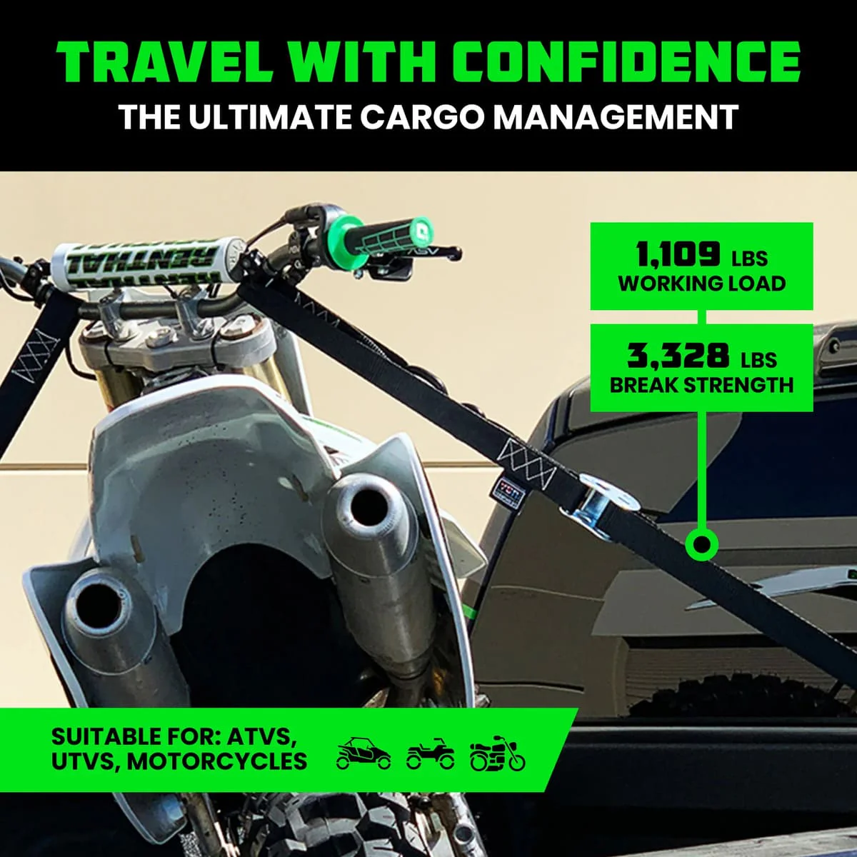 Rhino USA 1.5" x 8' Cambuckle 2-Pack Tie-Down Straps - Image 2