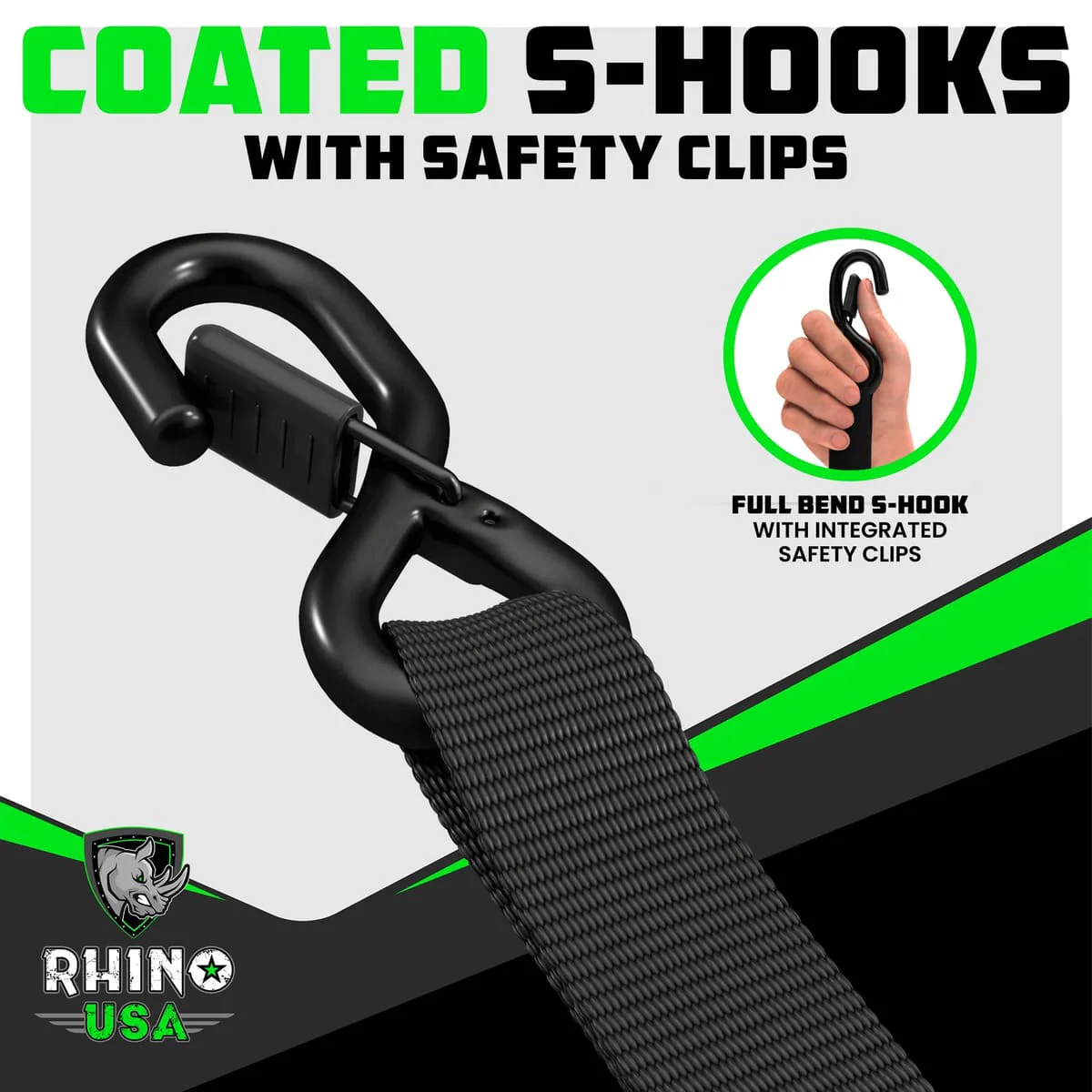 Rhino USA 1.6" x 8' HD Ratchet 2-Pack Tie-Down Set - Image 5