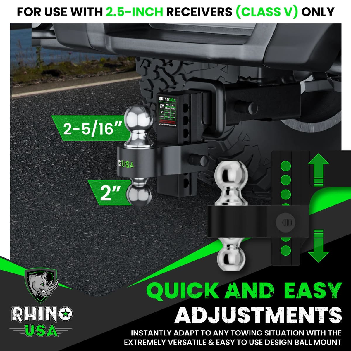 Rhino USA 2.5" Receivers Adjustable Drop Hitch - Image 3