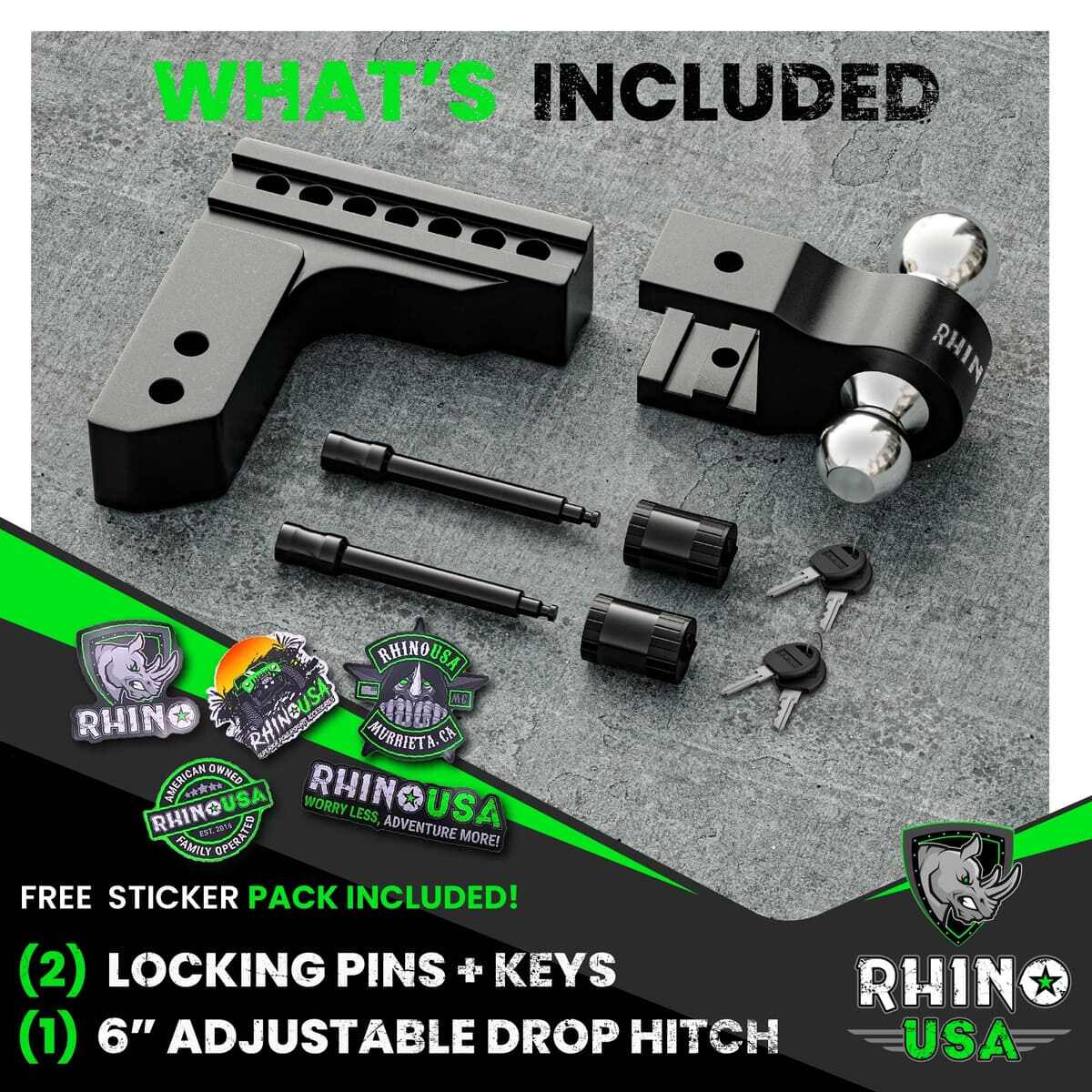Rhino USA 2.5" Receivers Adjustable Drop Hitch - Image 4
