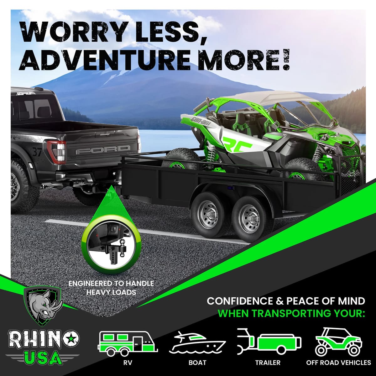 Rhino USA 2.5" Receivers Adjustable Drop Hitch - Image 6