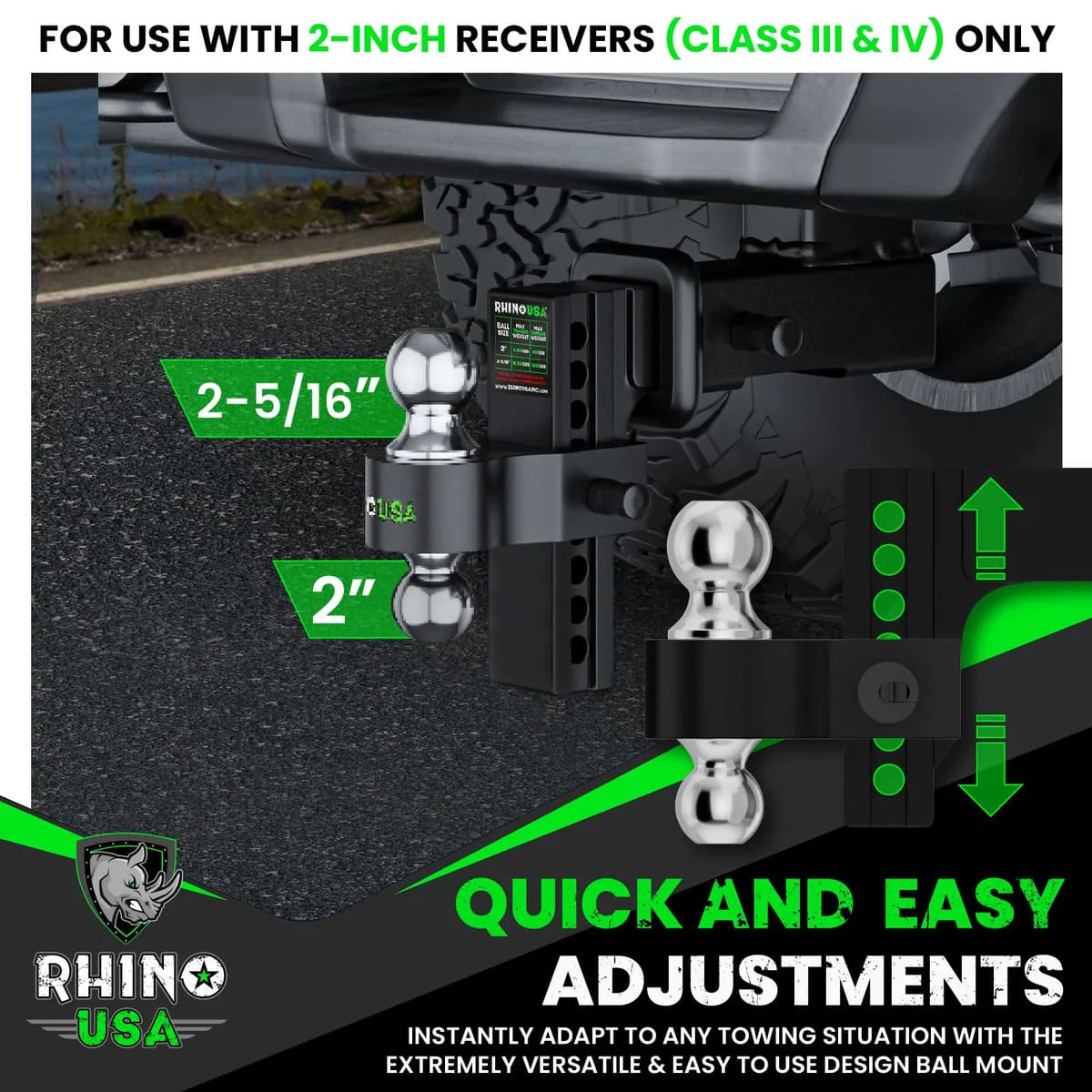 Rhino USA 2" Receivers Adjustable Drop Hitch - Image 3