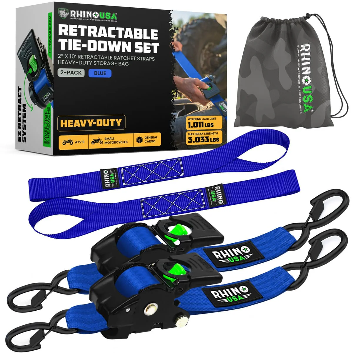 Rhino USA 2" x 10' Retractable Ratchet Straps - Image 10