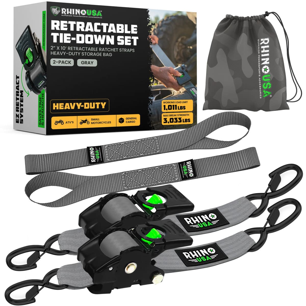 Rhino USA 2" x 10' Retractable Ratchet Straps - Image 11