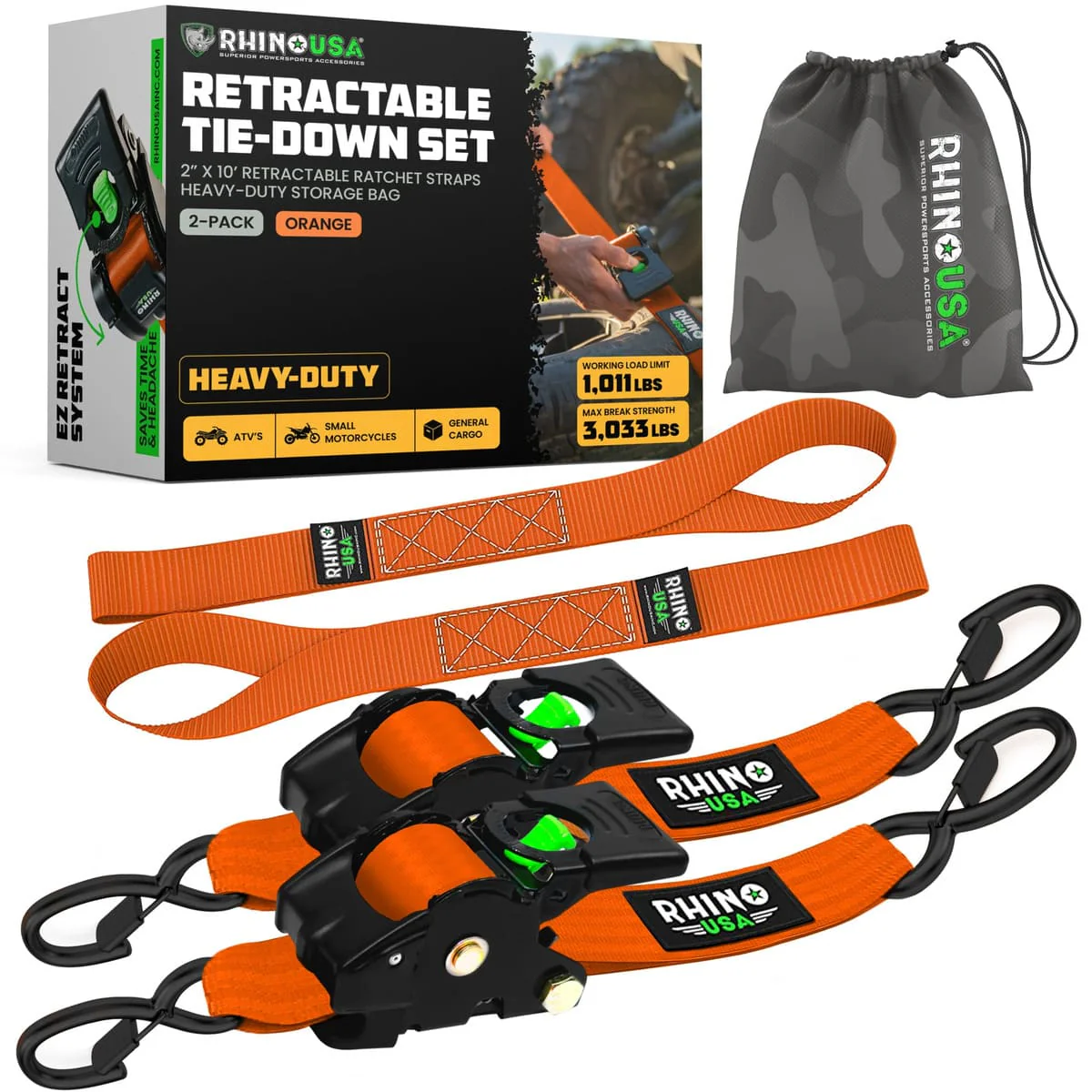 Rhino USA 2" x 10' Retractable Ratchet Straps - Image 12