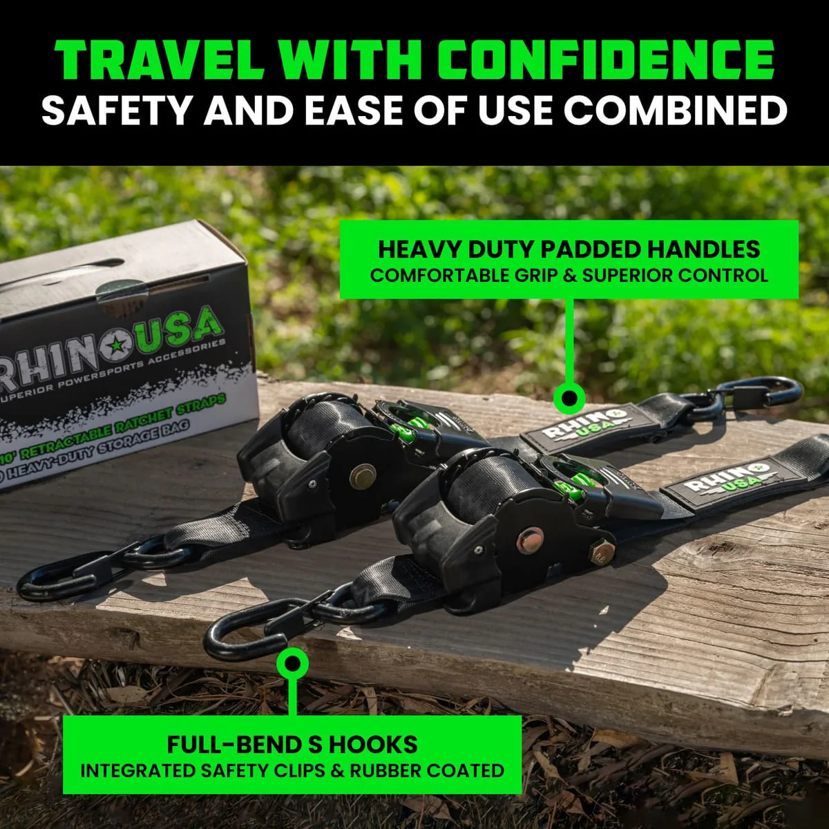 Rhino USA 2" x 10' Retractable Ratchet Straps - Image 4