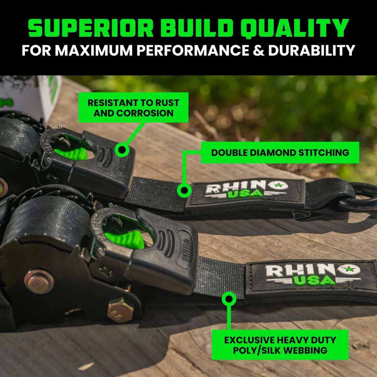 Rhino USA 2" x 10' Retractable Ratchet Straps - Image 5