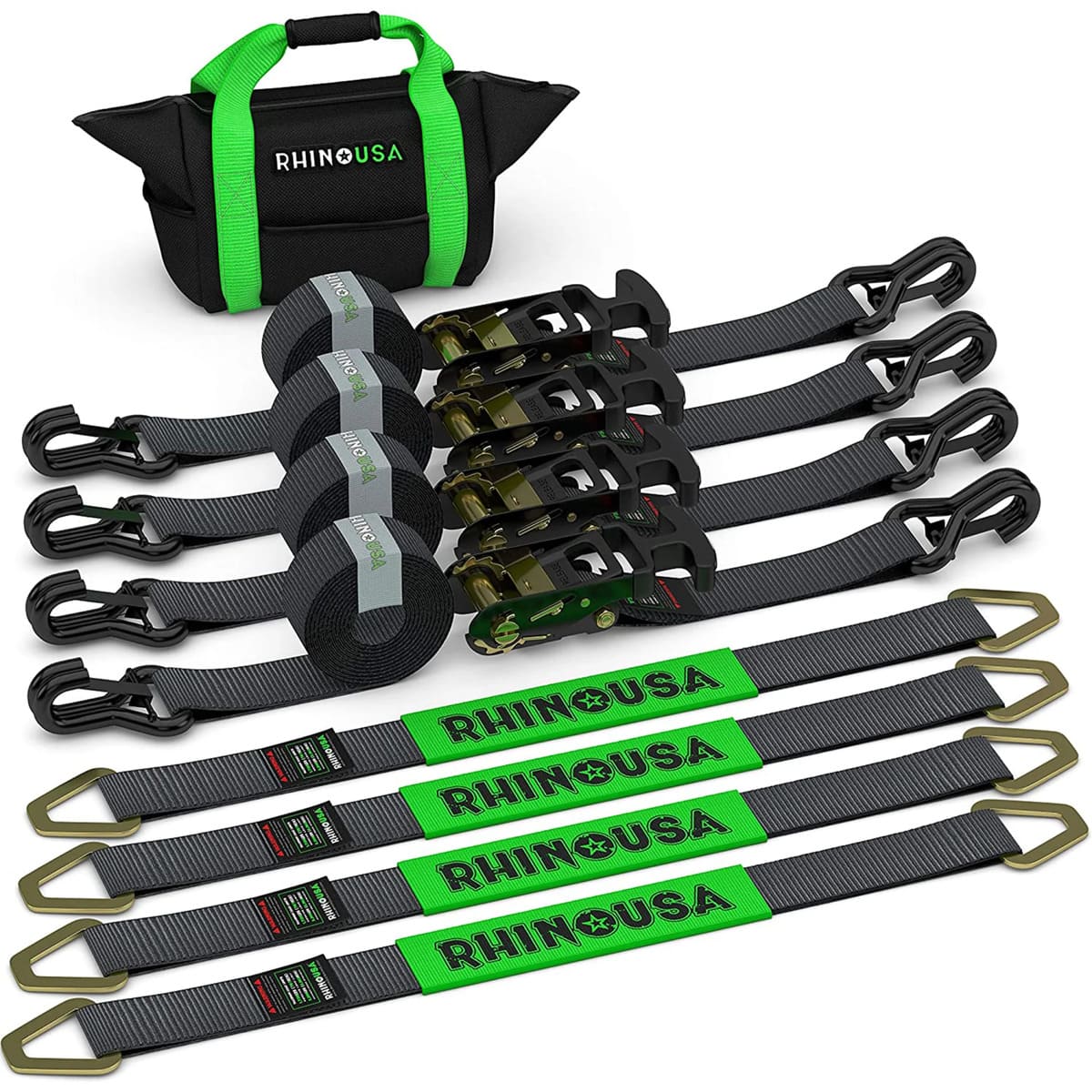 Rhino USA 2" x 8' J-Hooks Vehicle Tie-Down Kit