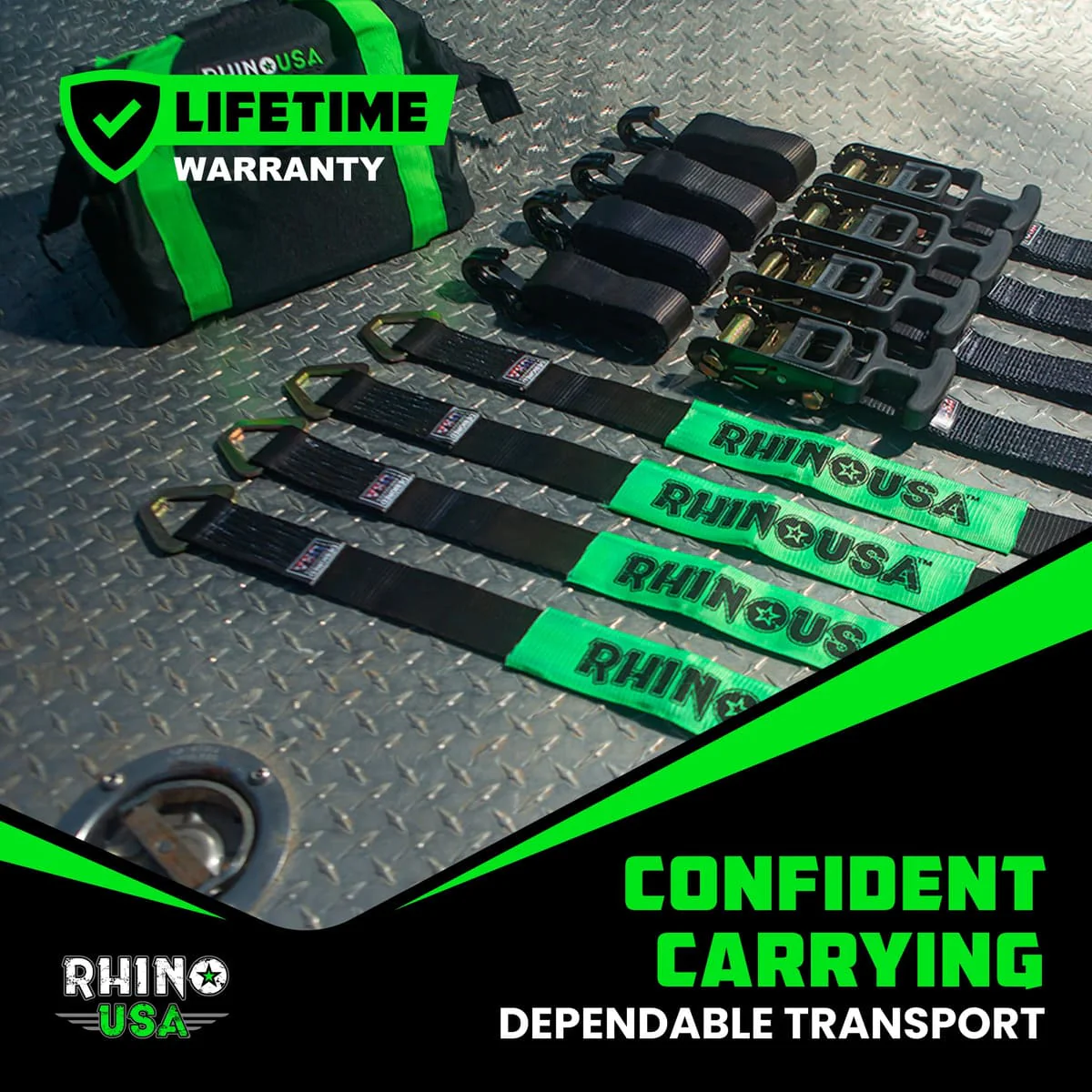 Rhino USA 2" x 8' J-Hooks Vehicle Tie-Down Kit - Image 7